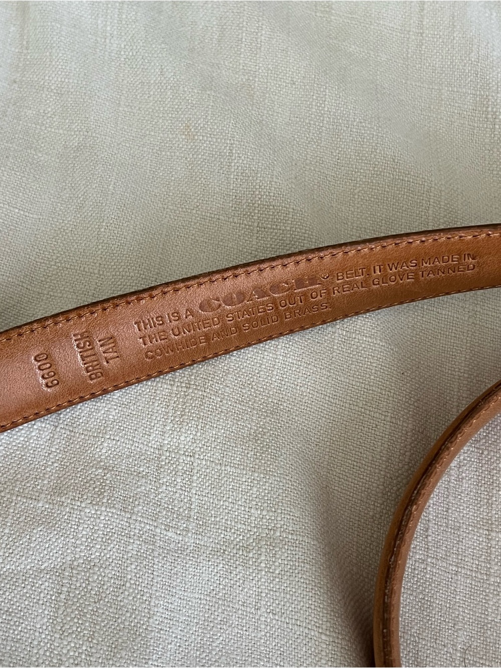 Coach Glove-Tanned Leather Skinny Belt in Tan - Picture 5 of 5